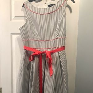 Grey seersucker sleeveless dress by Jessica Howard